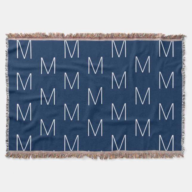 Couverture Monogramme marine bleu coutume blanche initiale (Devant)
