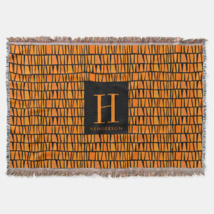 Couverture Monogramme Motif Orange Domino inspiré par l'Afri