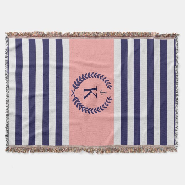 Couverture Monogramme personnalisé des rayures nautiques du c (Devant)