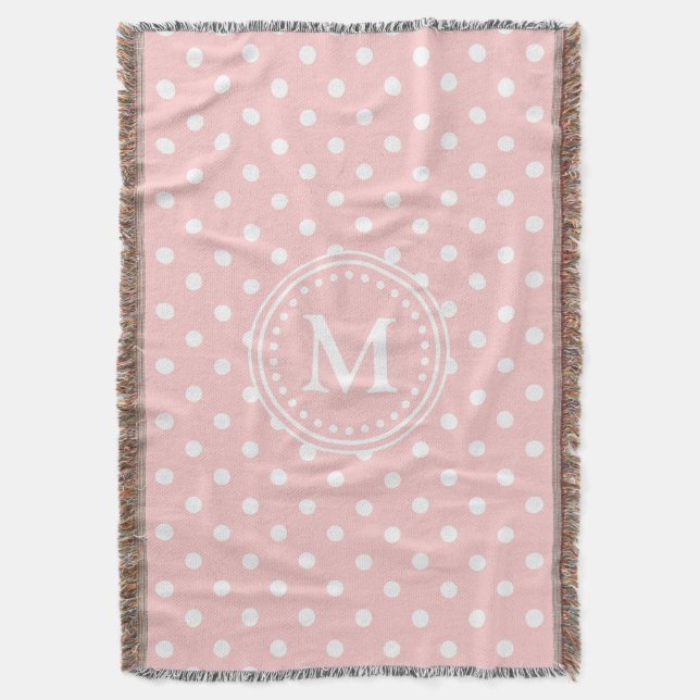Couverture Monogramme pois bébé rose et blanc (devant Vertical)