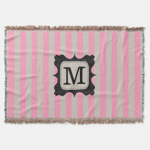 Couverture Monogramme rose vintage de coutume de noir de