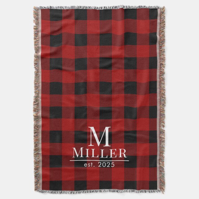 Couverture Monogramme Rustique rouge et noir de Buffalo Check (devant Vertical)