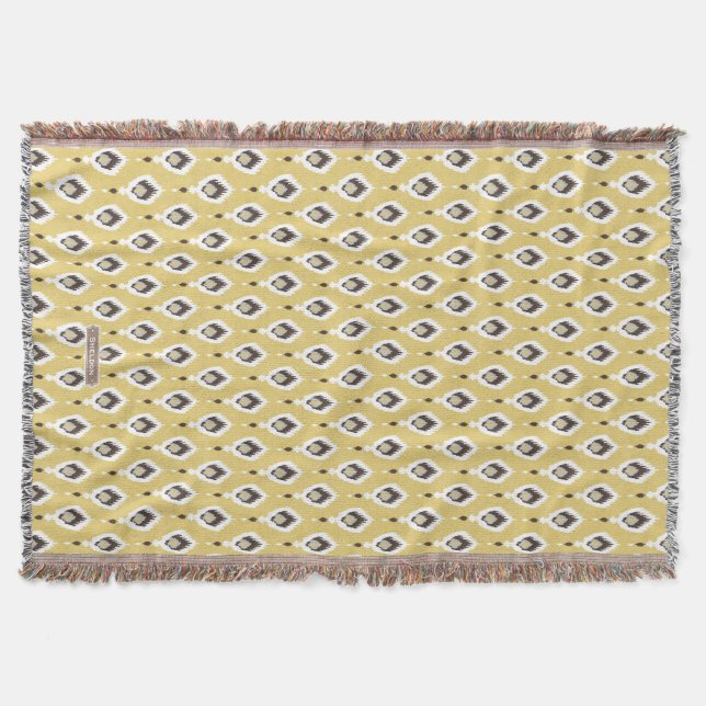 Couverture Monogramme tribal de motif d'ikat jaune chic de (Devant)