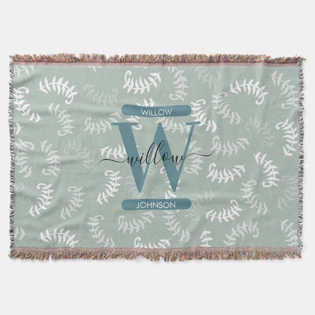 Couverture Monogramme turquoise vert Feuille (Devant)