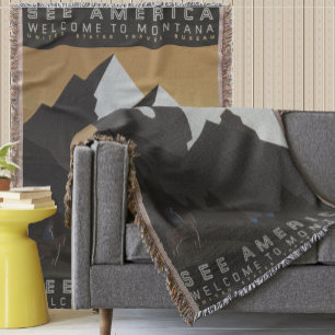 Couverture Montagne Voir Amérique Cowboy Montana Motif