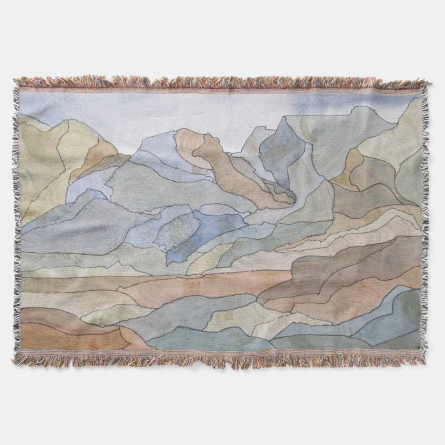 Couverture Montagnes Régions Waterline Art Imprimer (Devant)