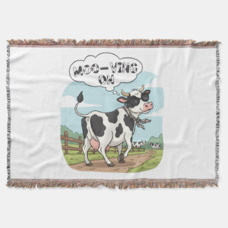 Couverture "Moo-ving On" Cow - Funny & Stylish Farm Humor!