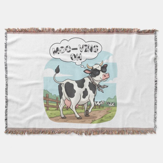 Couverture "Moo-ving On" Cow - Funny & Stylish Farm Humor! (Devant)