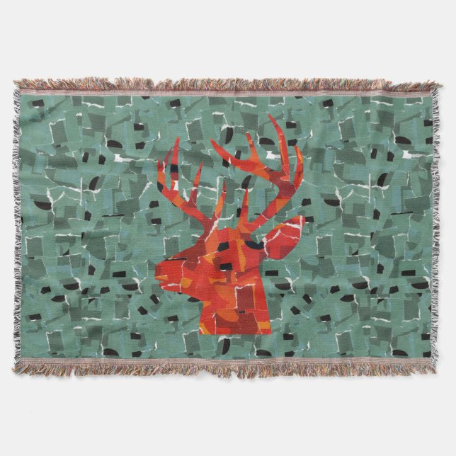 Couverture Mosaïque de silhouette de tête de cerf (Devant)