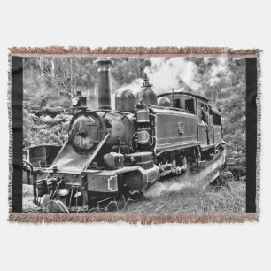 Couverture Moteur de train à vapeur Vintage noir et blanc