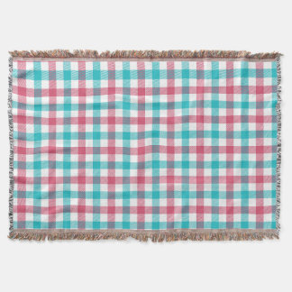 Couverture Motif à carreaux aqua et rose vintage