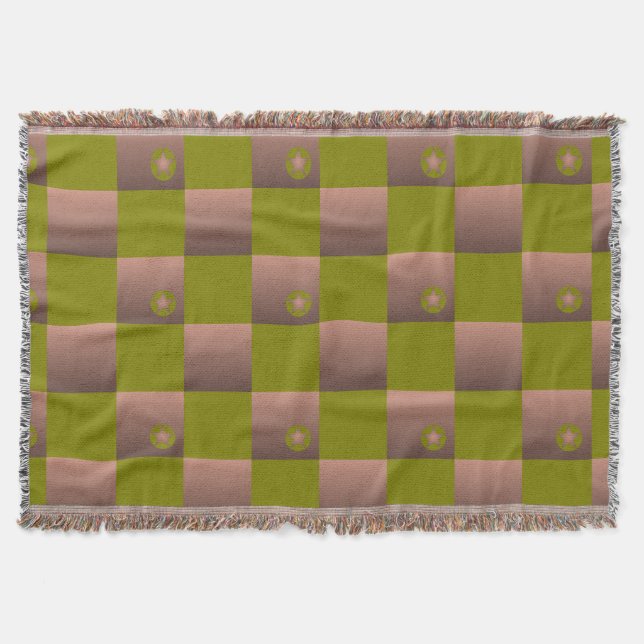 Couverture Motif à carreaux marron et vert olive (Devant)