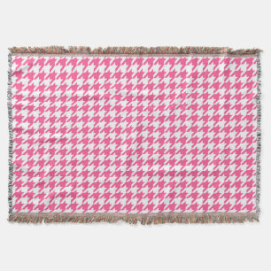 Couverture Motif à carreaux pied-de-poule rose et blanc