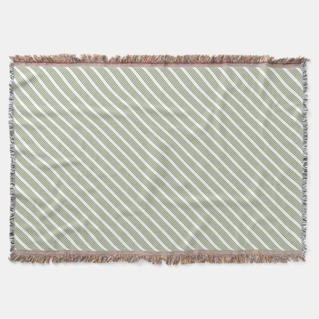 Couverture Motif à cinq bandes vert et blanc olive (Devant)
