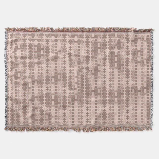 Couverture Motif à clé grecque Brun Moka (Devant)