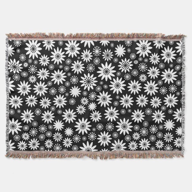 Couverture Motif à fleurs - blanc et noir (Devant)
