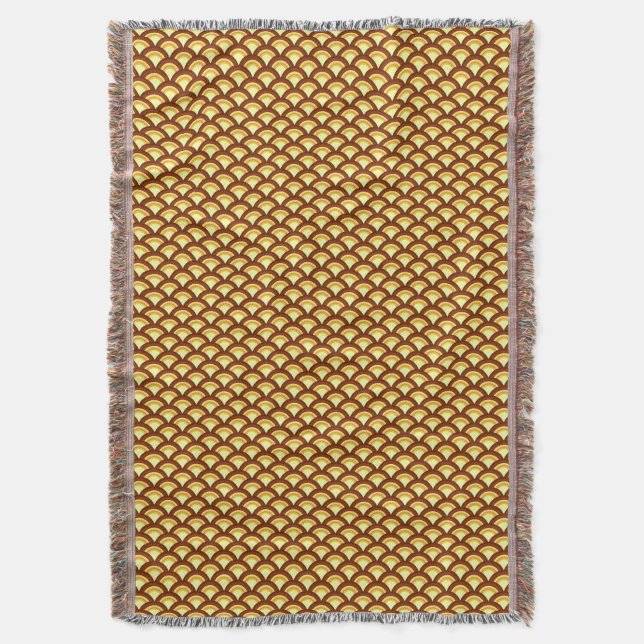 Couverture Motif à vagues Art déco - chocolat et jaune (devant Vertical)