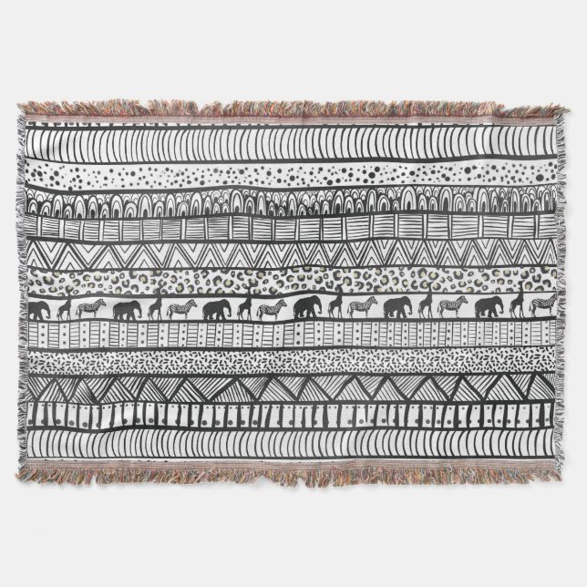 Couverture Motif africain tribal noir blanc (Devant)