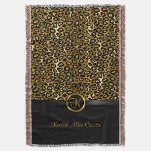 Couverture Motif animal léopard d'or et noir