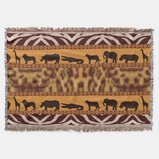 Couverture Motif animalier moderne tribal africain léopard (Devant)