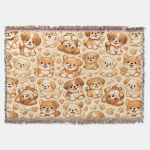 Couverture Motif aquarelle de coeurs de chiots mignons (2)