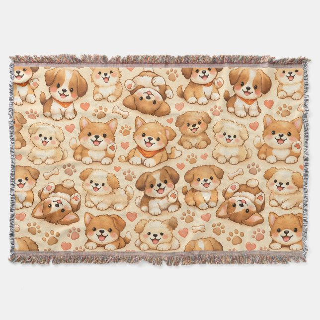 Couverture Motif aquarelle de coeurs de chiots mignons (2) (Devant)