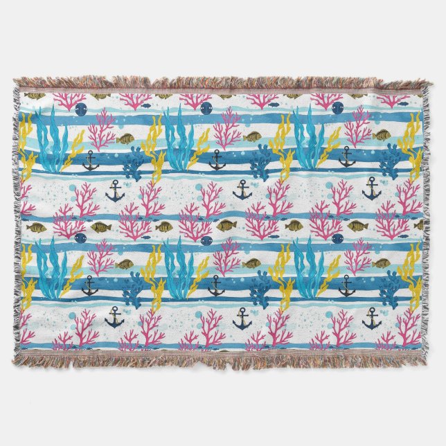 Couverture Motif aquarelle nautique rétro (2) (Devant)