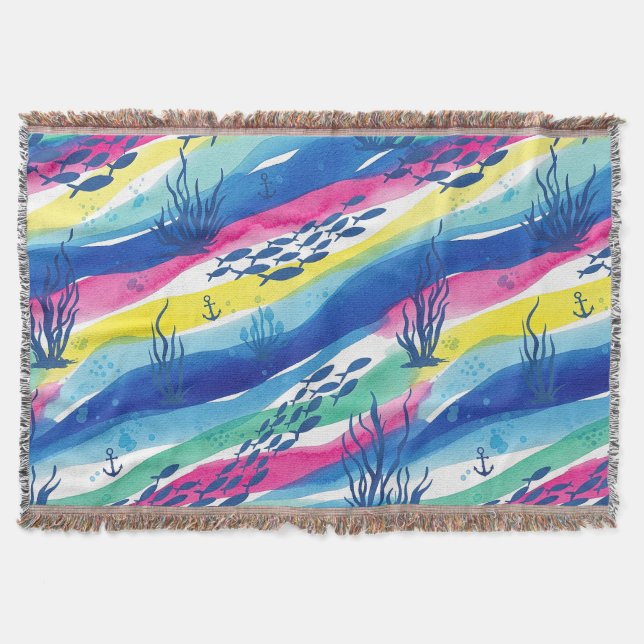 Couverture Motif aquarelle nautique rétro (3) (Devant)