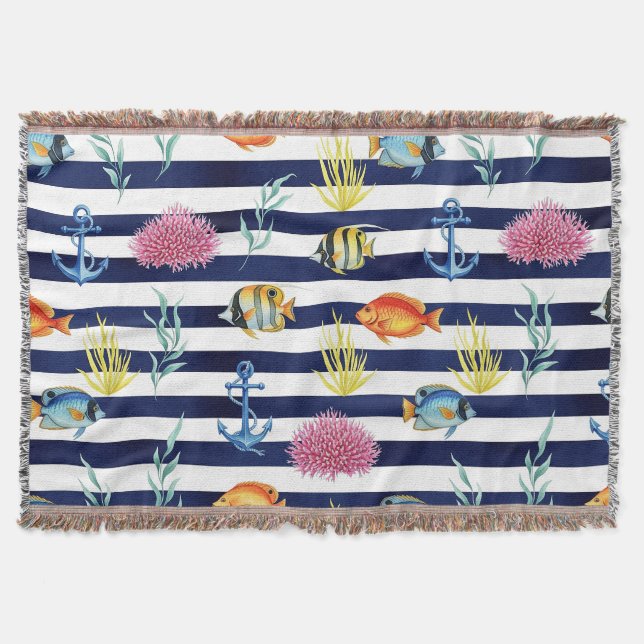 Couverture Motif aquarelle nautique rétro (8) (Devant)
