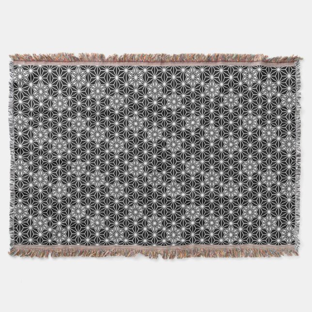 Couverture Motif Asanoha japonais, noir et blanc (Devant)