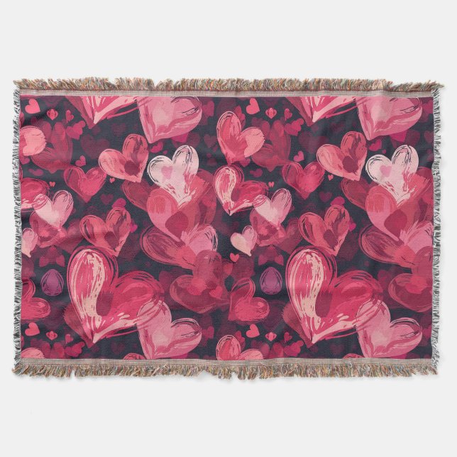 Couverture motif aux coeurs rouges pour la Saint Valentin (Devant)
