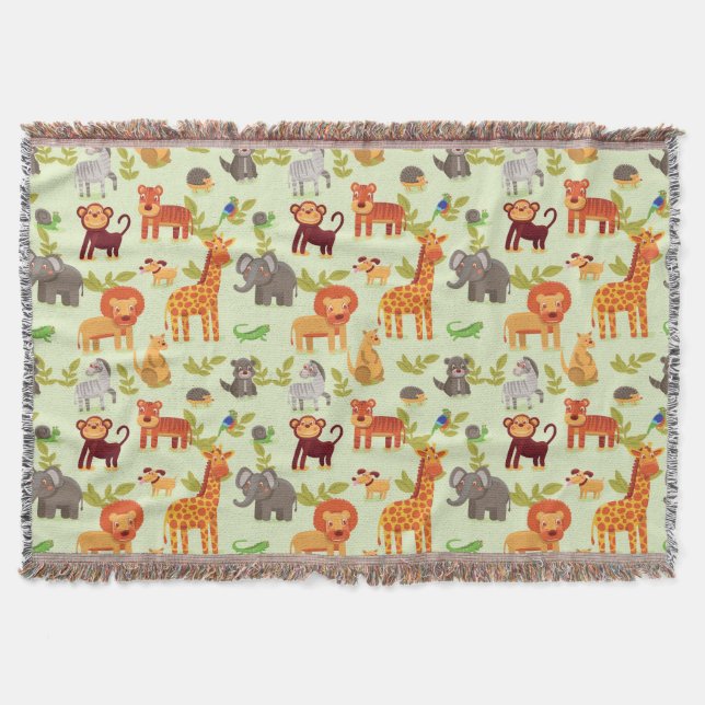 Couverture Motif avec des animaux de bande dessinée (Devant)