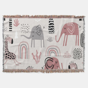 Couverture motif avec des éléphants et des girafes mignons gé