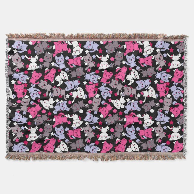 Couverture motif avec les chats mignons 3 de griffonnage de (Devant)