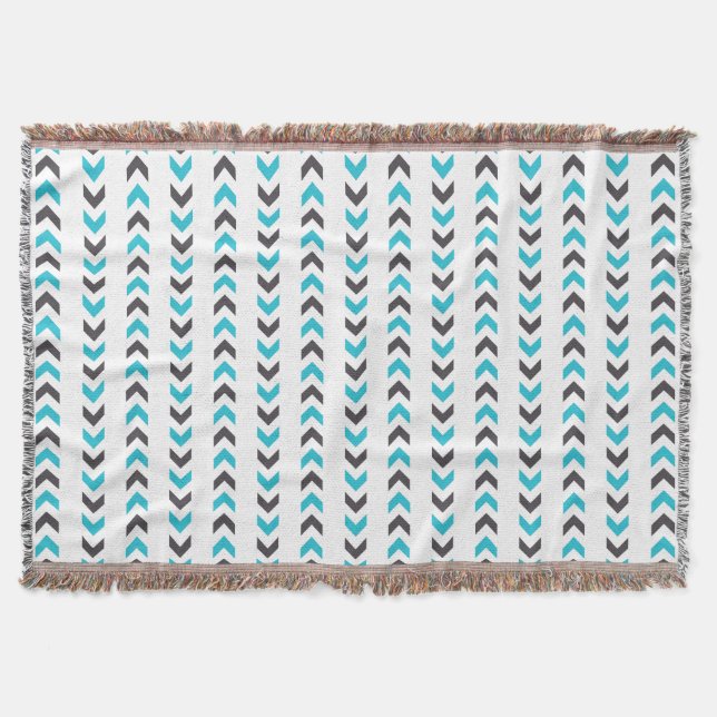 Couverture Motif blanc et bleu géométrique moderne de flèches (Devant)