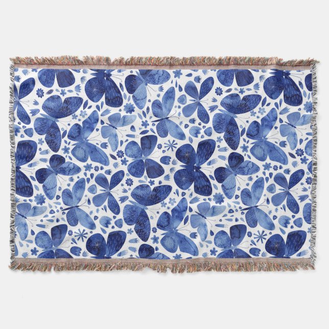 Couverture Motif Bleu d'aquarelle papillon (Devant)