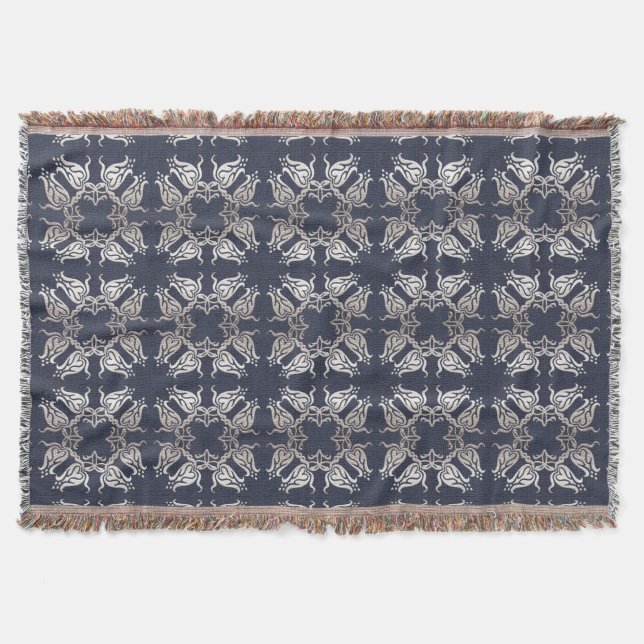 Couverture motif bleu floral de style baroque (Devant)