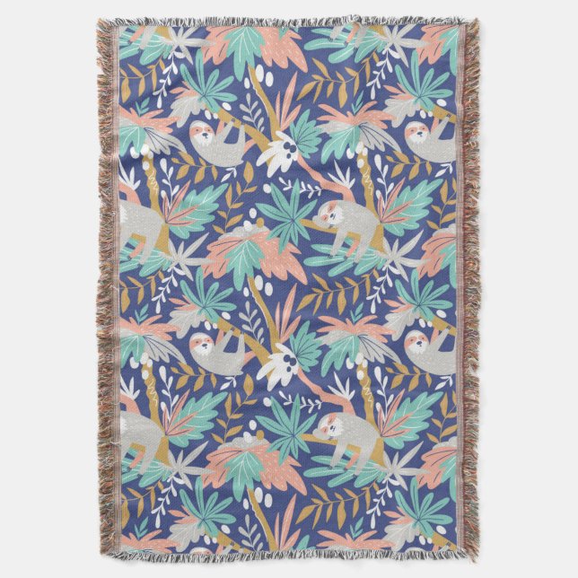 Couverture Motif bleu tropical de paresse (devant Vertical)