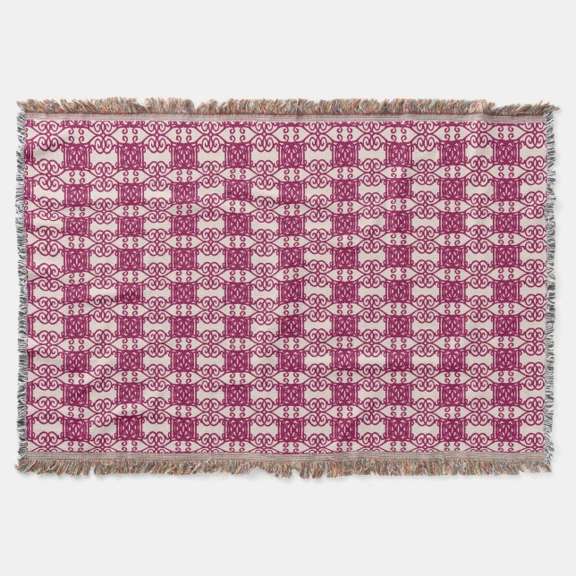 Couverture Motif bordeaux élégant sur fond beige (Devant)