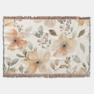 Couverture Motif botanique à motif floral pêche beige aquarel