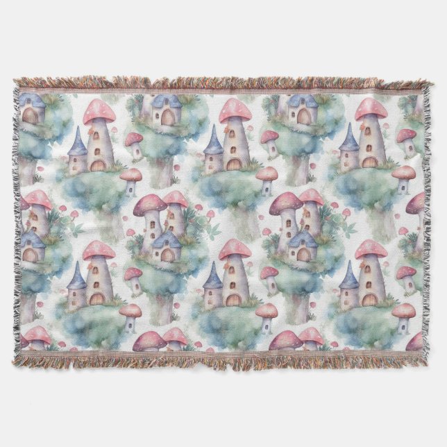 Couverture Motif Cabane Champignon Fantaisiste (11) (Devant)