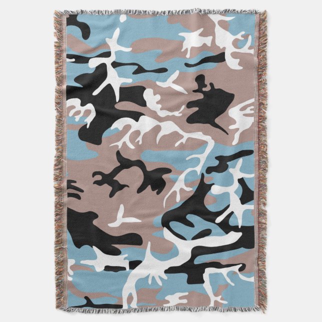 Couverture Motif Camo - Rouge gris Bleu Bleu Bleu Noir (devant Vertical)