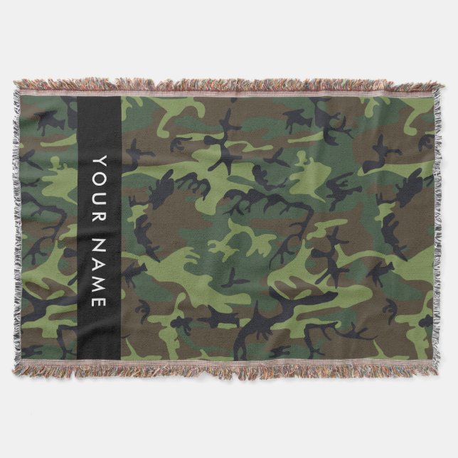 Couverture Motif Camouflage Vert, Votre nom, Personnaliser (Devant)