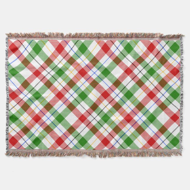 Couverture Motif carreau en flanelle rouge vert blanc de Noël (Devant)