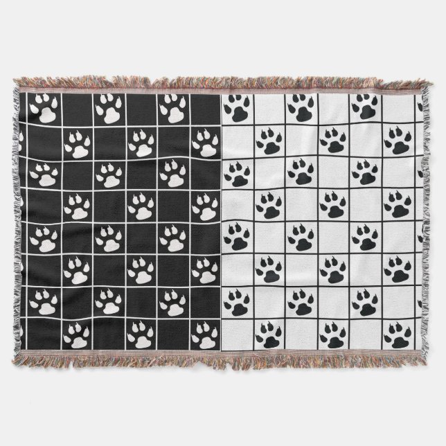 Couverture Motif carreaux pattes griffes noir blanc  (Devant)