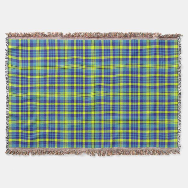 Couverture Motif carreaux tartan bleu classique (Devant)