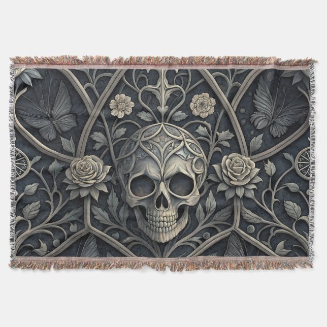 Couverture Motif céleste floral crâne gothique (2) (Devant)