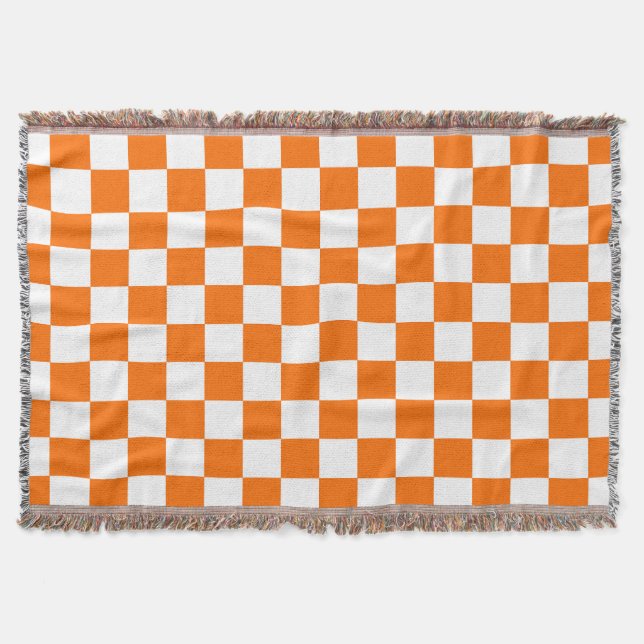 Couverture Motif chèque À damiers blanc orange (Devant)