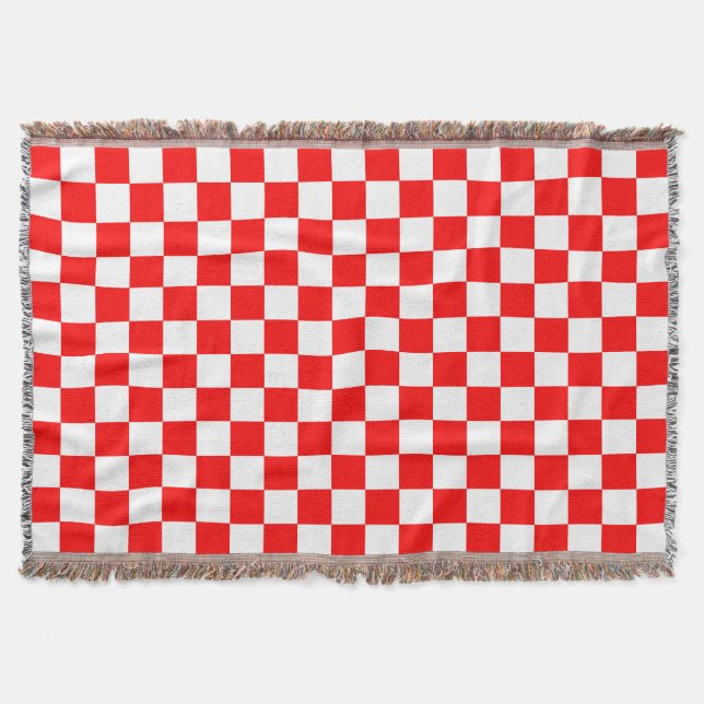 Couverture Motif chèque À damiers blanc rouge (Devant)