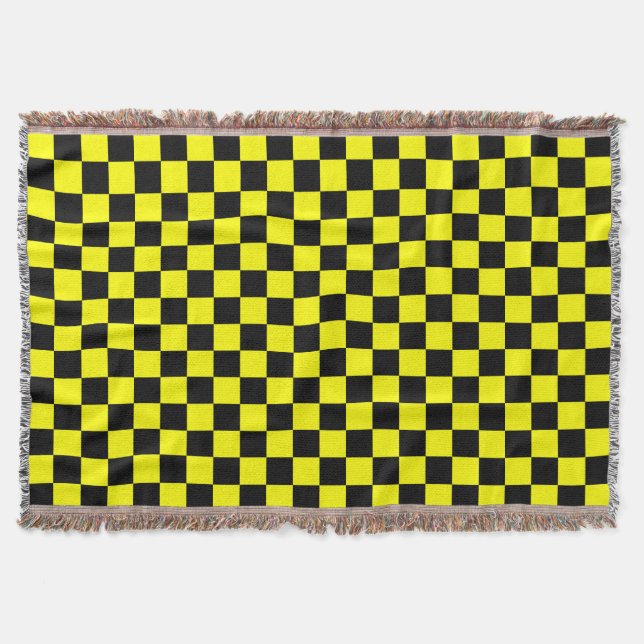 Couverture Motif chèque À damiers jaune noir (Devant)